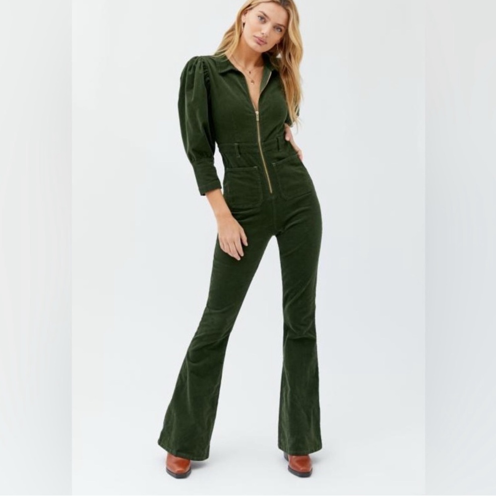 we wore what, 70s corduroy Olive Green Women's Jumpsuit
